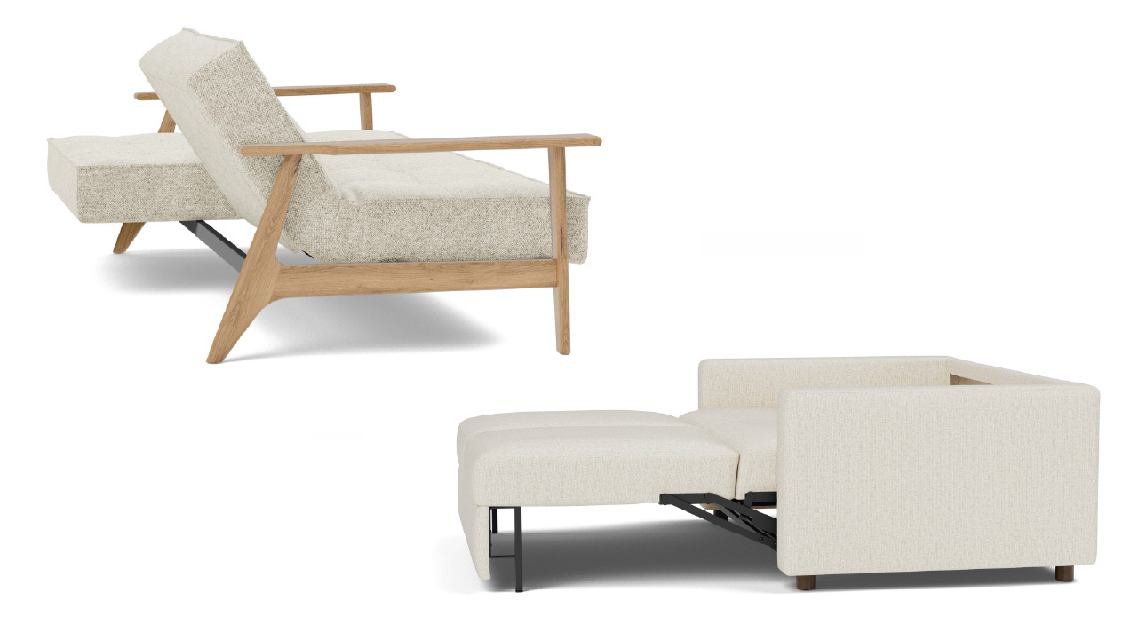 opening a TREE sofa bed from sofa to bed at the Horizon Plaza showroom